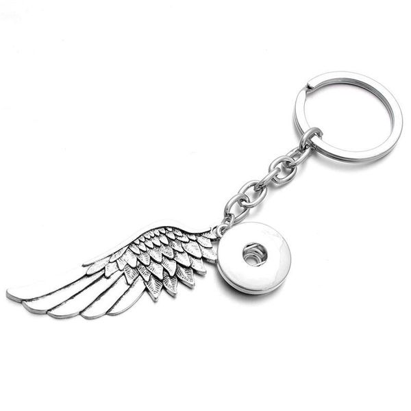 

new snap jewelry 12mm 18mm metal wing snap button keychains keyring pendant for women girls gi bbybub, Slivery;golden