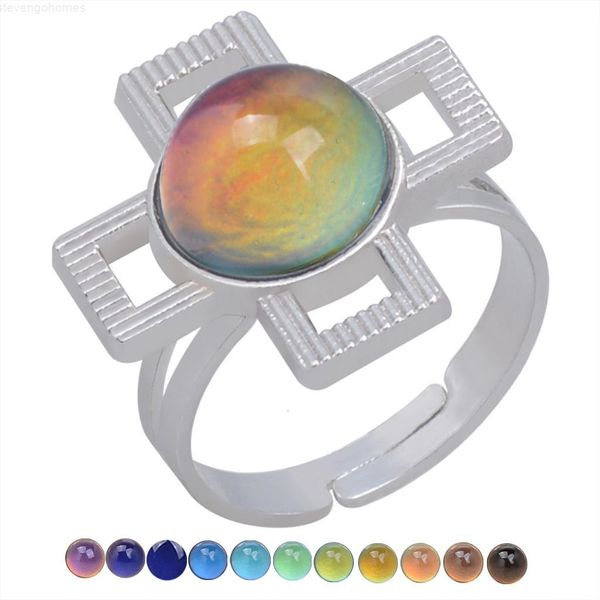 

color retro changing temperature sensing measurement emotion water drop heart mood ring women fashion hip hop jewelry wi, Golden;silver