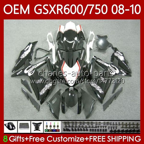 OEM de injeção para suzuki gsxr 600 750 cc gsxr-750 k8 gsxr-600 600cc 750cc 08-10 corpo 88no.24 GSX-R600 GSXR750 08 09 10 GSXR600 GSX-R750 2008 2009 2010 Fairing Black Black