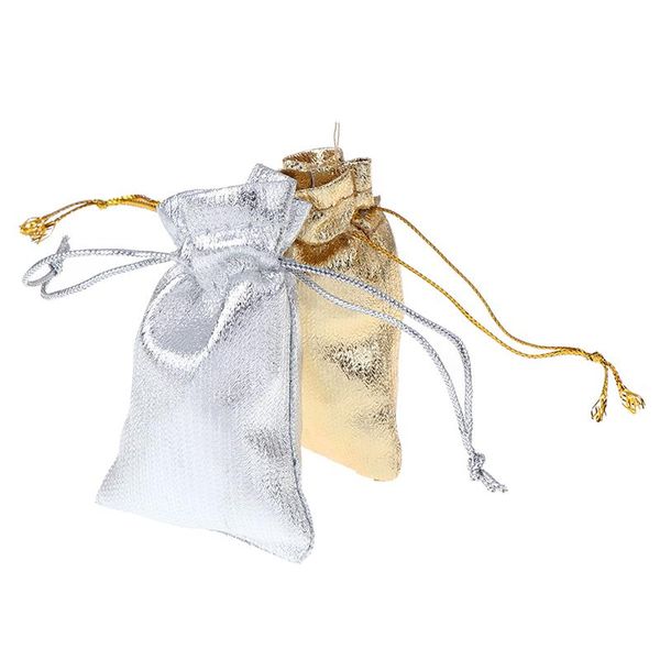 

gift wrap 50pcs/lot 7 * 9cm drawstring bags gold and silver accessories small