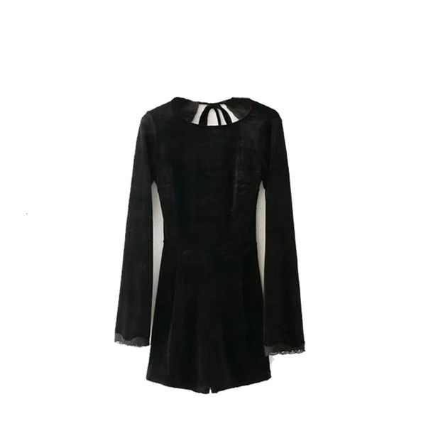 

2021 new spring very backless enlargement women play short velvet woven jumpsuits playsuits fabric tk13, Black;white