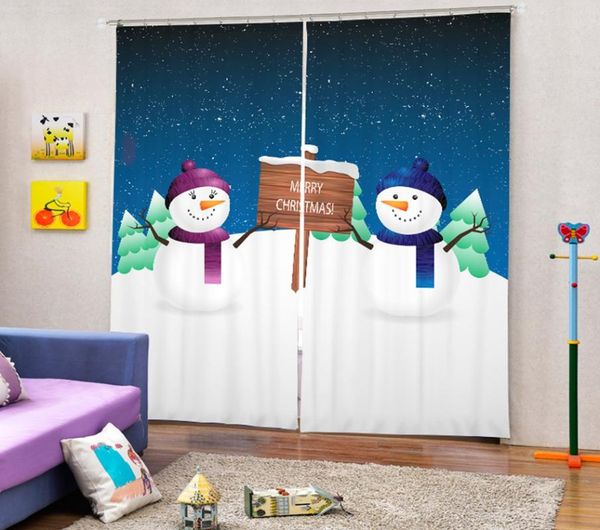 

curtain & drapes babson simple christmas snowman decoration 3d digital printing diy advanced custom po