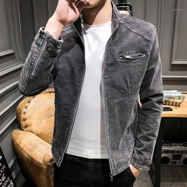 

new arrival denim jacket men autumn winter casual jacket male korean mens slim cotton vintage gray oversized coat boys 3xl1, Black;brown