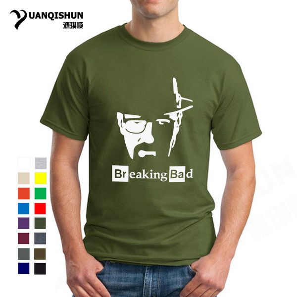 

спорт высокого качества 16 цветов breaking bad футболки мужчины с коротким рукавом хлопок гейзенберга walter white t-shirt o шеи мужчин повс