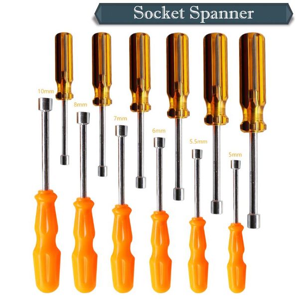 

1pc 5/5.5/6/7/8/10mm socket wrench screw driver metal hex nut key tool screwdriver handle random color