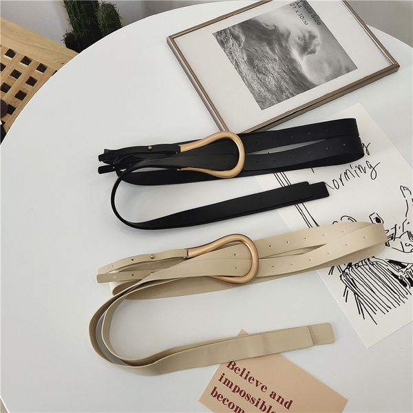 

new waistband women's decorative seal with skirt oval pin buckle pu knotted belt versatile waist black beige, Black;brown