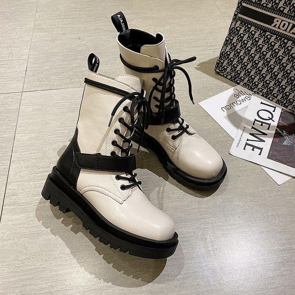 

boots leather women lace up black platform ankle shoes