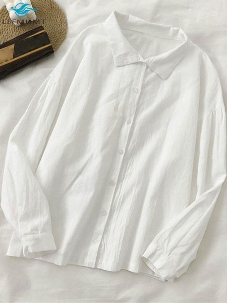 

women white long sleeve turn down collar button up shirt korean style office lady spring fall simple casual blouse bottoming
