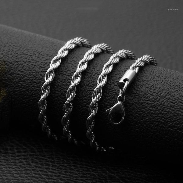 

fashion twist chain stainless steel necklace men and women jewelry wholesale, Silver