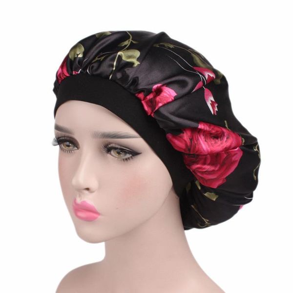 

shower caps hair satin bonnet for sleeping cap silk femme women head cover wide elastic band
