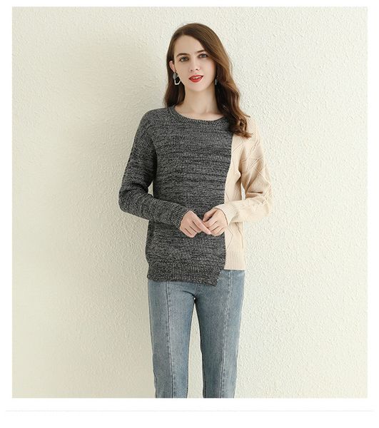 

euro-american sweater yuan long-staple cotton knit color super personality underlay women's sweater 2020 new female to keep warm, White;black