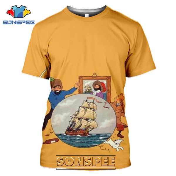 

tintin japanese cartoon 3d print shirts hippie kawaii oversized men clothing
