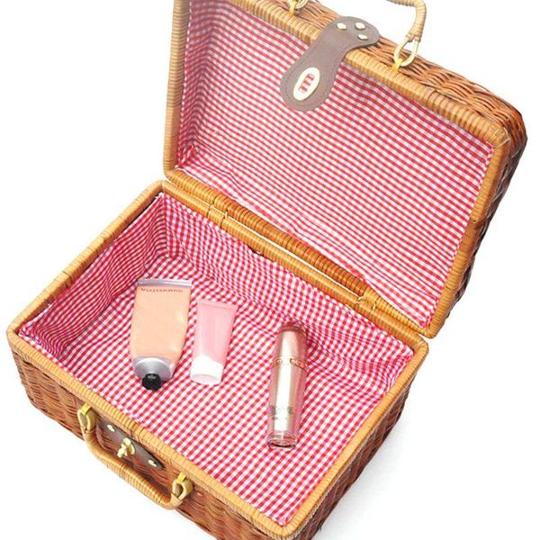 

handmade travel picnic bamboo mini rattan suitcase woven fruit cosmetic box c90e