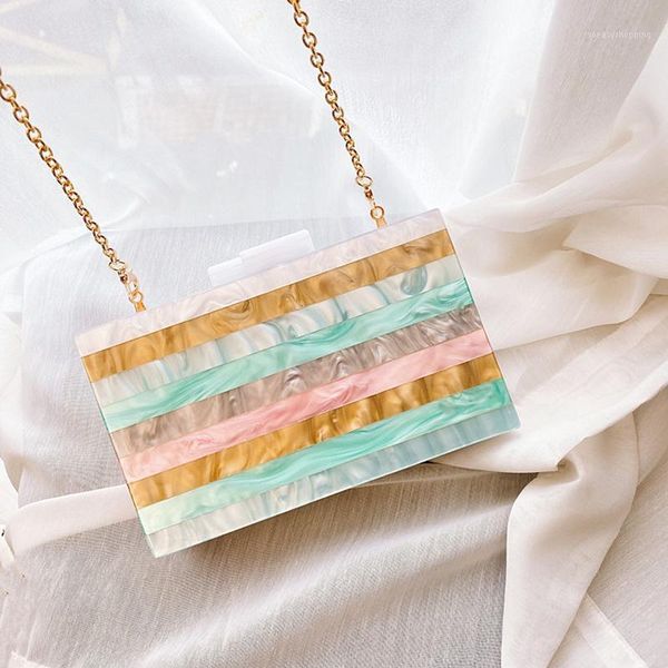 

luxury color striped acrylic box women party clutch bag evening bag shoulder chain purses and handbags small crossbody1