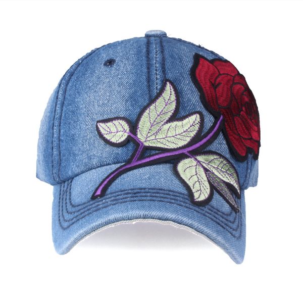 

yarbuu] марка джинсовой бейсболка с красной розы женщины вскользь snapback шляпы новой моды твердых джинсами шапки летом вс леди девушка шл, Blue;gray