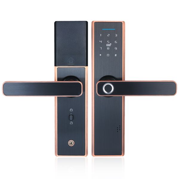 

burglarproof door lock fingerprint password lock support unlocked by swiping card and remote control intelligent electronic door