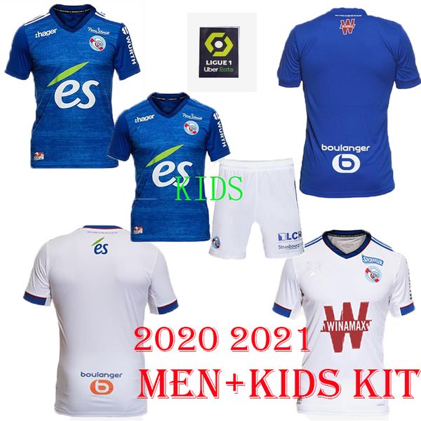 

20 21 maillot rc страсбург эльзас футбол джерси 2020 2021 футбольные рубашки djiku thomasson lala mothiba sissoko men kids kit, Black