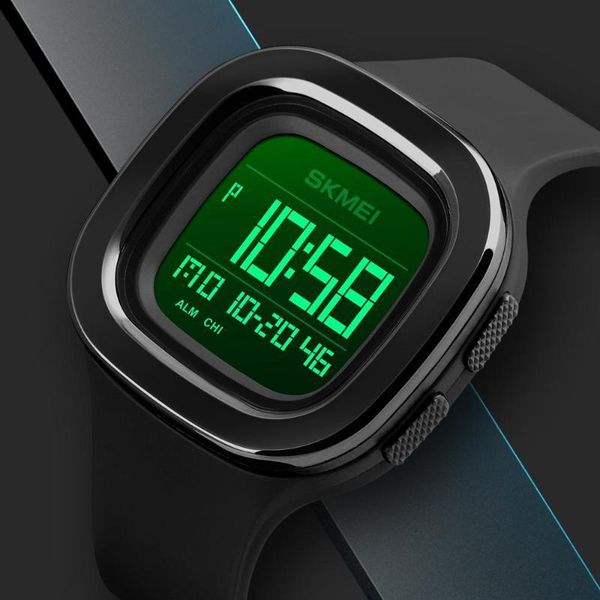 

fashion sports digital watch skmei brand square led mens watches chrono alarm waterproof clock wristwatches relogio masculino, Slivery;brown