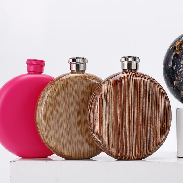 

stainless steel round hip flasks outdoor portable 5oz colorful women wine bottles mini pocket flagon whisky hip flasks vt1824