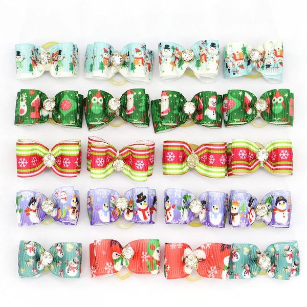 

20pcs/lot christmas halloween dog hair bows for puppy yorkshirk small dog hair accessories grooming bows rubber bands jlljbz