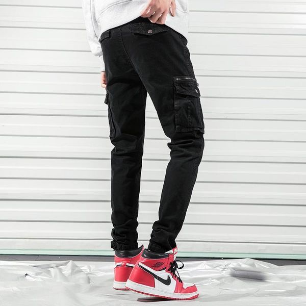 

rollsrari army pants men men's fashion style pant cargo solid coloer overalls outdoors long trousers 411, Black