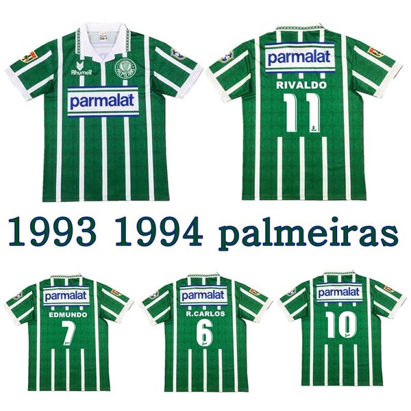 

1993 1994 palmeiras retro soccer jersey 93 94 edmundo zinho edilson rivaldo evair roberto carlos vintage classic football shirt, Black;yellow