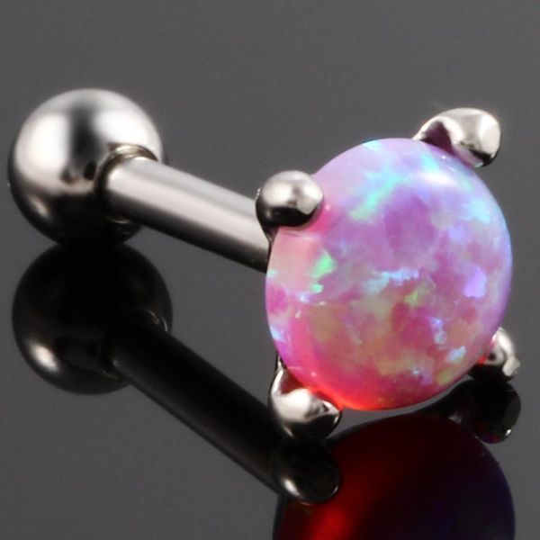 

новое поступление 1 шт. хирургическая сталь с opal coney ear cartilage tragus piercing opal серьги helix barbell fashion girls jewelry q sqc, Silver