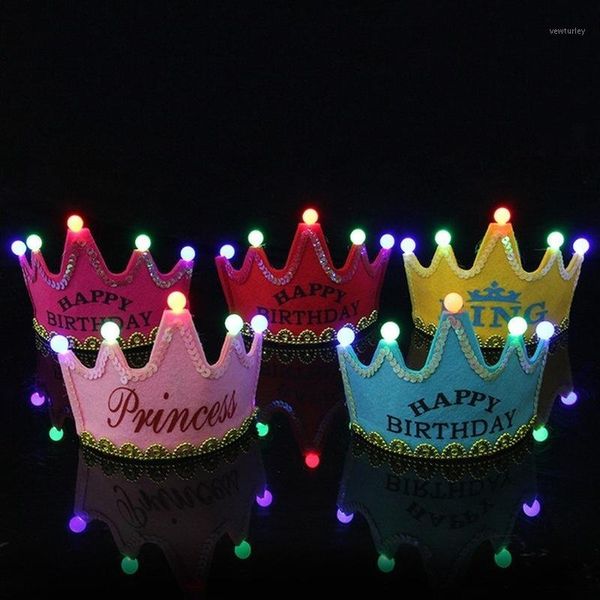 

party hats adults kids birthday led crown hat king princess cake decoration po props1