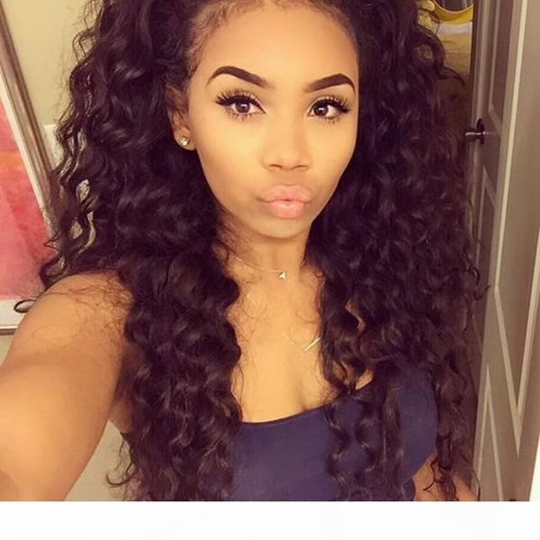

curly human hair lace wigs 130% density long curly lace front wigs full lace human hair wigs for black women, Black;brown