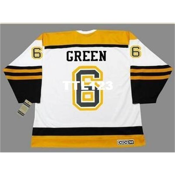 

421s #6 ted green boston bruins 1966 ccm vintage retro away hockey jersey or custom any name or number retro jersey, Black