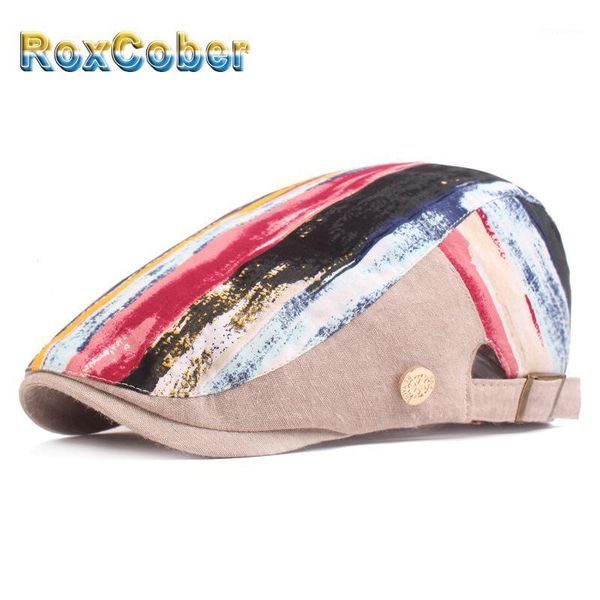 

roxcober fall spring youth cotton berets hats ivy gatsby newsboy cap forward western retro flat cap advanced gorra1, Blue;gray