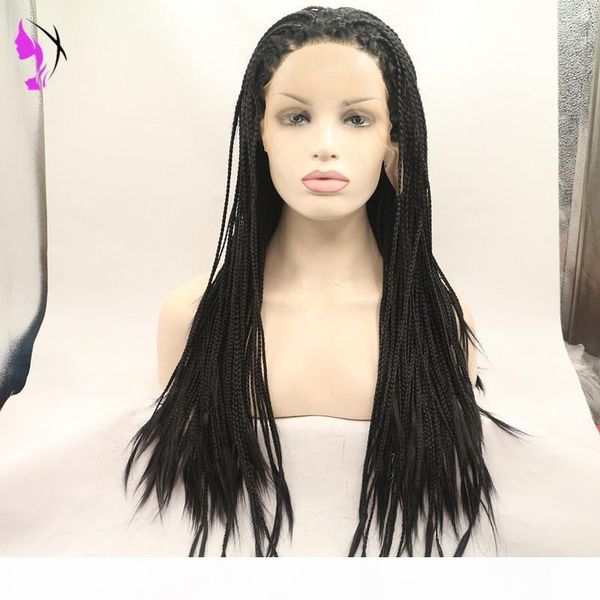 

perruque americaine 30inches long africa braids lace front black brown blonde wig synthetic braided box braids wigs for women