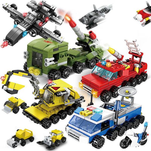 

city series building block fire fighting 6in1 trucks car engineering vehicle swat police truck princess girls castle brick toy jllheb