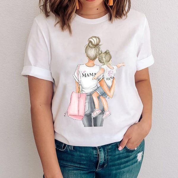 

women graphic printing love girl daughter lady 90s cute mom mama mother clothes clothing tees print female tshirt t-shirt, White