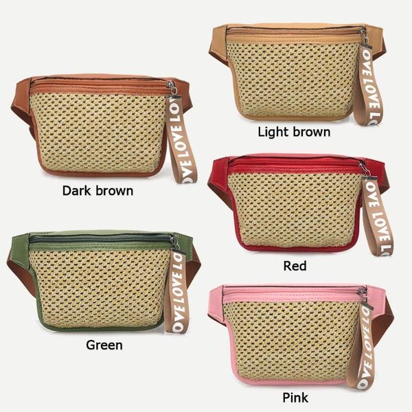 

straw woven shoulder women waist fanny packs small crossbody chest bags1