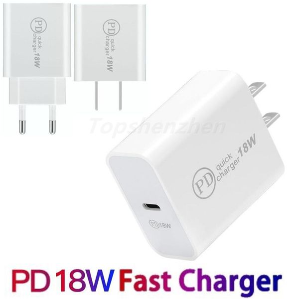 Carregador de parede USB C de 18 W Carregador rápido 3.0 USB tipo C PD Carregador Mini telefone portátil Carregamento rápido para iphone 15 14 13 12 11 Pro Max Huawei Xiaomi