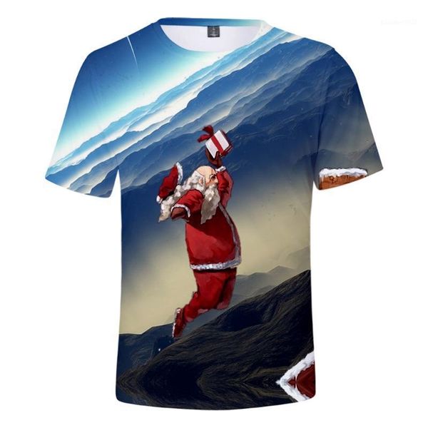 

men's t-shirts christmas shirt t-shirt 3d printing santa claus summer men and women hip hop fashion matching couple 1, White;black