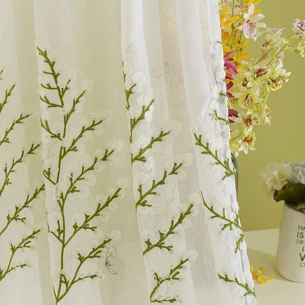 

fashion curtain quality sheer curtains fresh rustic three-dimensional embroidery flower window screening for living room