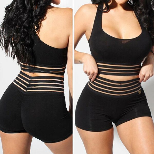 

yoga shorts women sports wear fitness short pants skinny female push up gym clothing solid color elastic breathable flex t200602, Gray