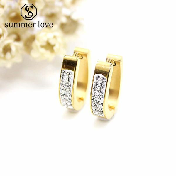 

stainless steel crystal pearl inlayed earrings for women girls gold plating stud earring trendy jewelry gift 2019, Silver