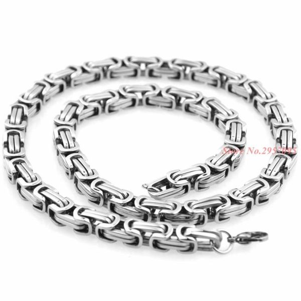 

4/5/7/8 mm stainless steel men punk rock jewelry silver color byzantine chain link necklace for women