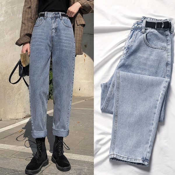 

blue jeans 2020 autumn casual wide-leg pantshigh waist loose and thin harem pants fashionwomen pants trend