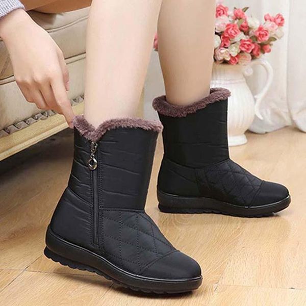 

boots female winter 2020 ankle shoe for woman boot female zipper waterproof ladies shoes chunky casual botas mujer, Black