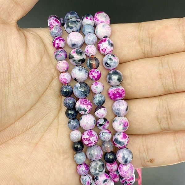 

1 strand lot 6 8 10mm natural stone rose red flame agates bead round loose spacer beads for jewelry making findings diy h bbywtd