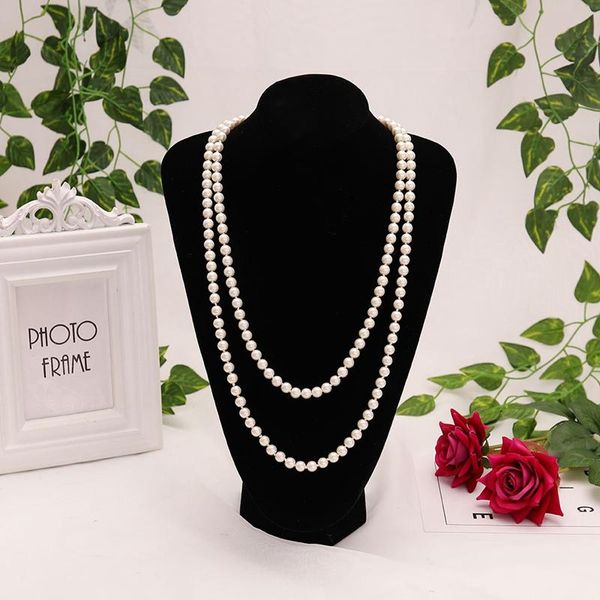 

chains 150cm long tie pearl multi-layer necklace white wholesale lady, Silver
