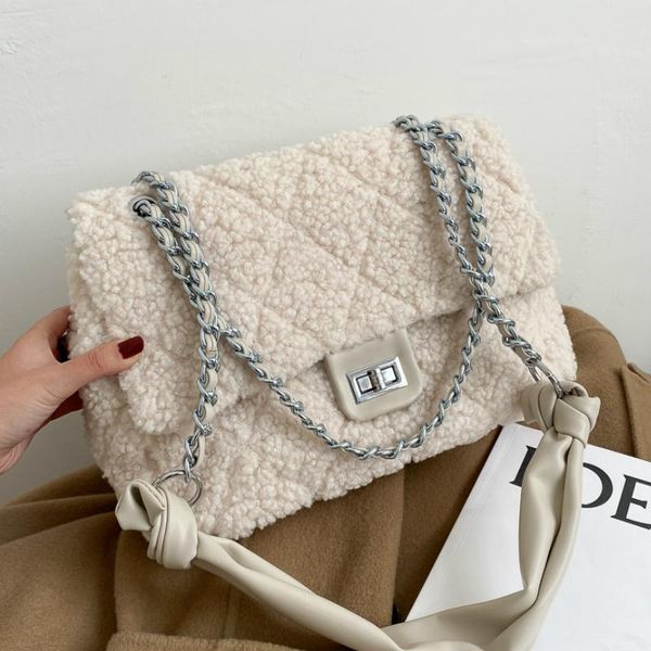 

lambs plush quilted retro large-capacity bag women's bag 2021 new style fashion all-match simple shoulder tote