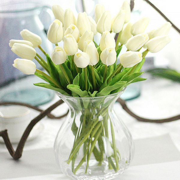 

31pcs tulips artificial flowers pu real touch artificial bouquet fake flowers for wedding decoration home garen decoration 1022