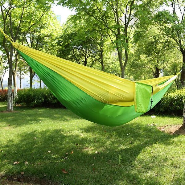 

outdoor games & activities single double hammock backpacking travel survival hunting sleeping bed portable with 2 straps carabiner1