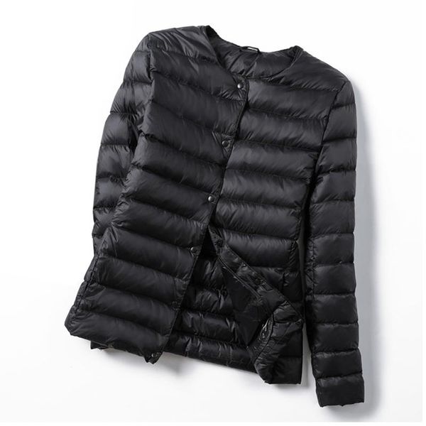 

ultra thin down jacket women large size lightweight down jackets ultra light white coat warm short jackets women, Black