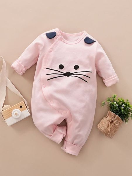 

yierying baby cartoon cat print jumpsuit she, Blue